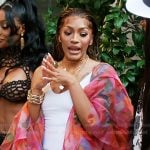 Drew's floral print top on The Real Housewives of Atlanta