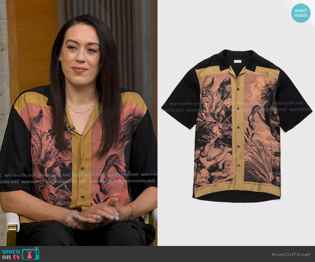 Dries Van Noten Cassif Shirt in Salmon worn by Breanna Stewart on Good Morning America