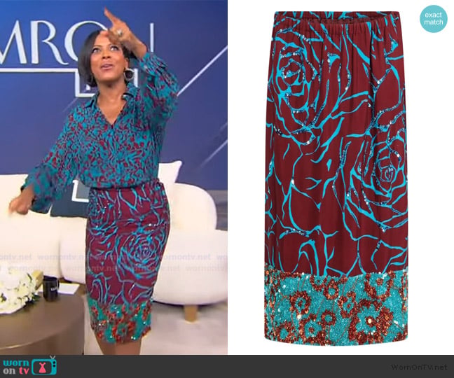 Dries Van Noten Embroidered Sequin Skirt worn by Tamron Hall on Tamron Hall Show