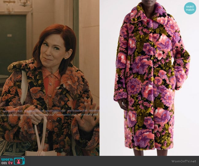 Dries Van Noten Rendas Floral Jacquard High Pile Fleece Coat worn by Elsbeth Tascioni (Carrie Preston) on Elsbeth