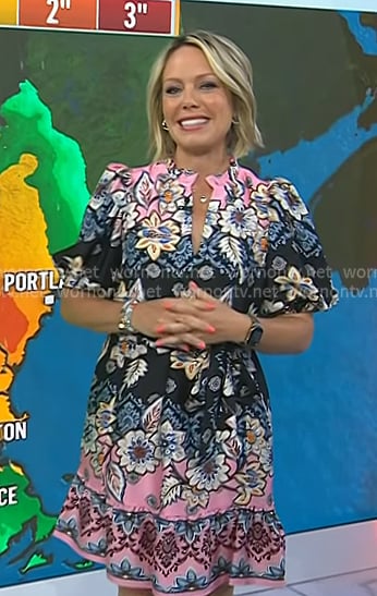 Dylan’s pink and navy floral puff sleeve dress on Today