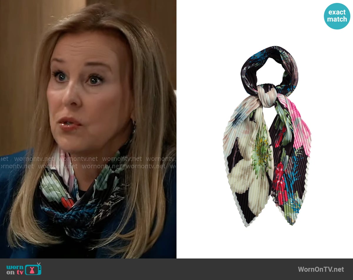 Echo Amaryllis Pleated Diamond Scarf worn by Laura Collins (Genie Francis) on General Hospital