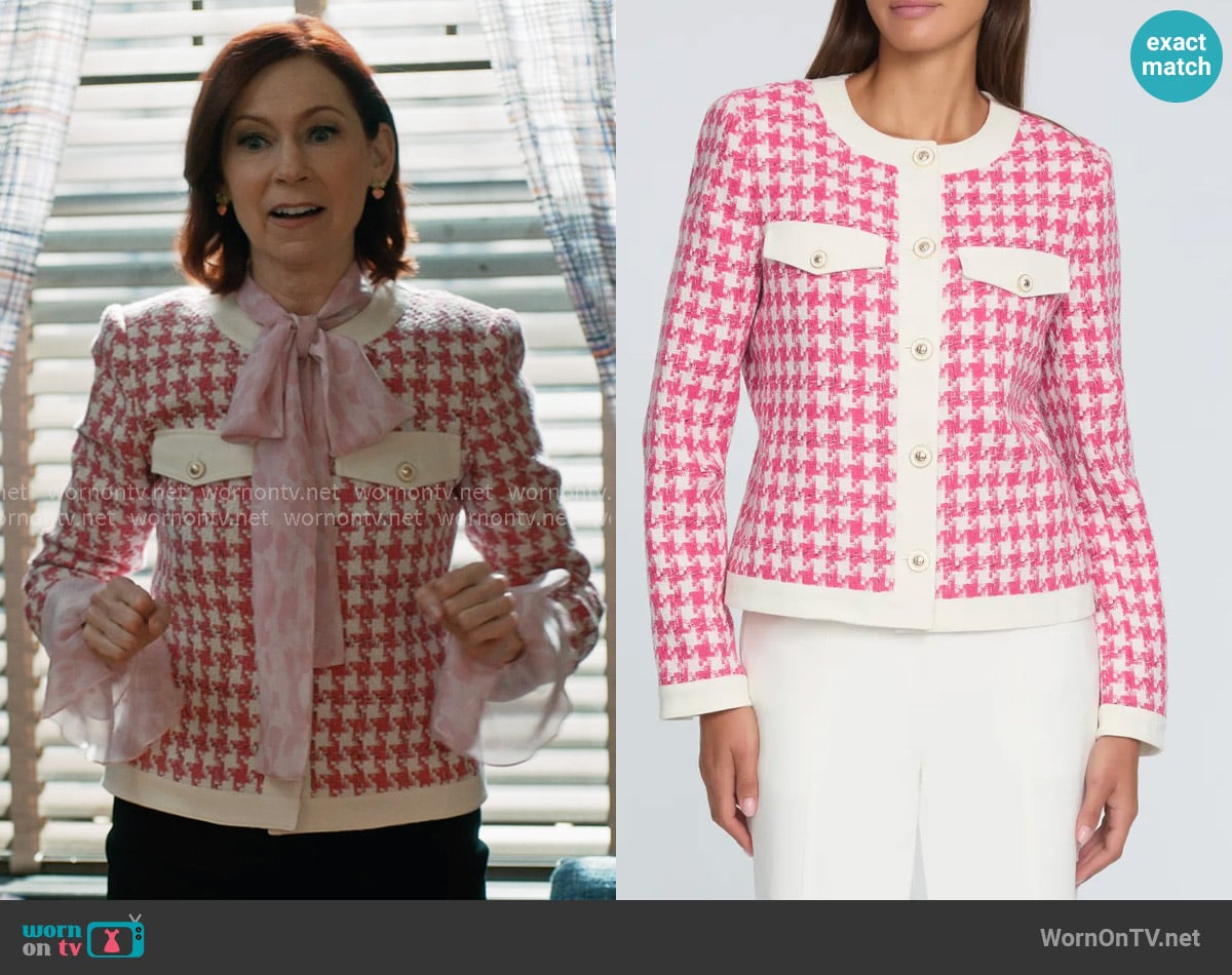 Elie Tahari The Farley Houndstooth Check Cotton Tweed Jacket worn by Elsbeth Tascioni (Carrie Preston) on Elsbeth