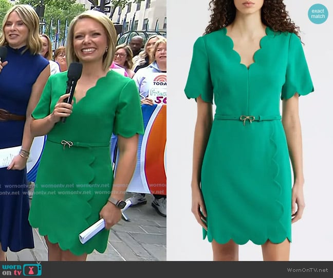 Eliza J Scallop Sheath Dress in Green worn by Dylan Dreyer on Today