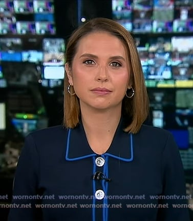 Elizabeth’s navy contrast trim cardigan on Good Morning America