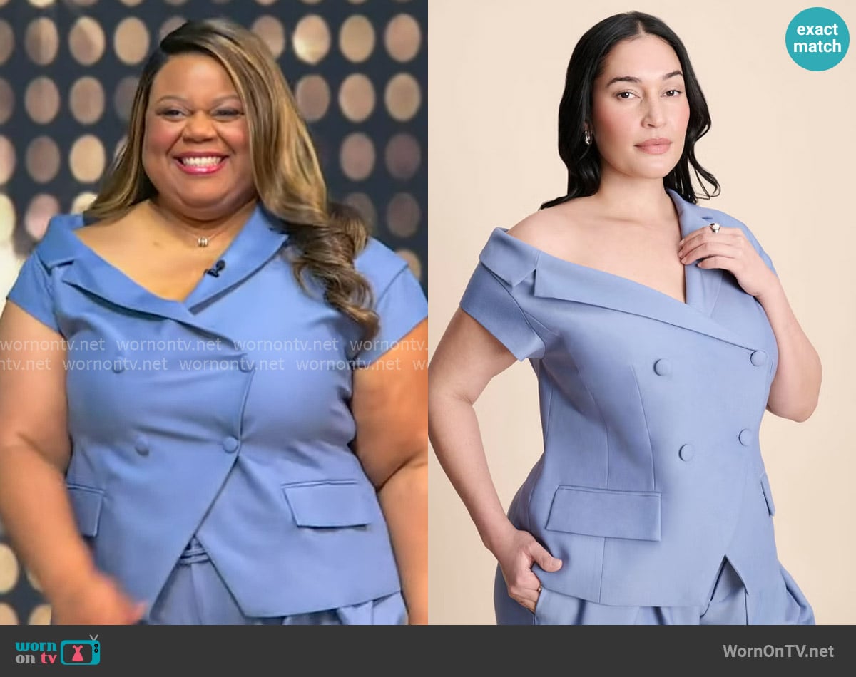 Eloquii Asym Neckline Short Sleeve Blazer worn by Tareasa M. Johnson on Tamron Hall Show
