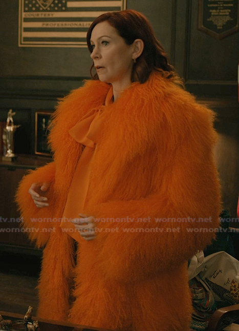 Elsbeth’s orange fur coat on Elsbeth