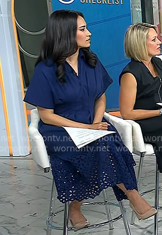 Emilie’s navy eyelet shirtdress on Today
