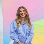 Emily Henry’s blue striped layered shirtdress on Today