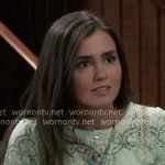 Emma’s mint green lace top on General Hospital