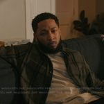 Emmett's gray check print shirt on The Chi