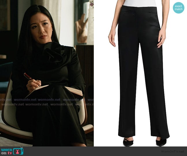 Emporio Armani Silk Straight-Leg Pants worn by Dr. Mallory Haynes (Constance Wu) on Elsbeth