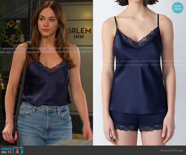 Etam Milky Silk Camisole in Blue worn by Stephanie Johnson (Abigail Klein) on Days of our Lives