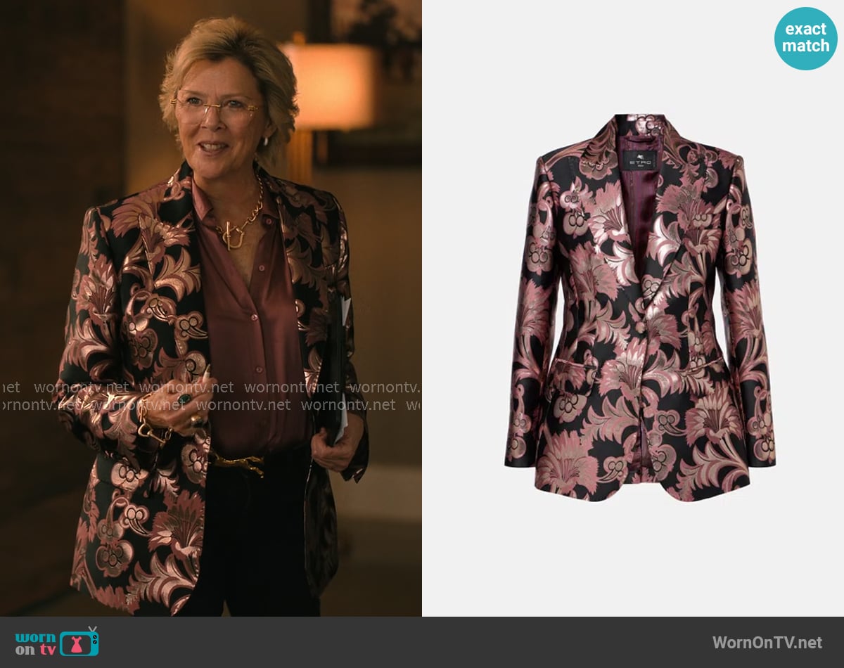 Etro Floral Jacquard Blazer worn by Beulah Jackson (Annette Bening) on Dutton Ranch
