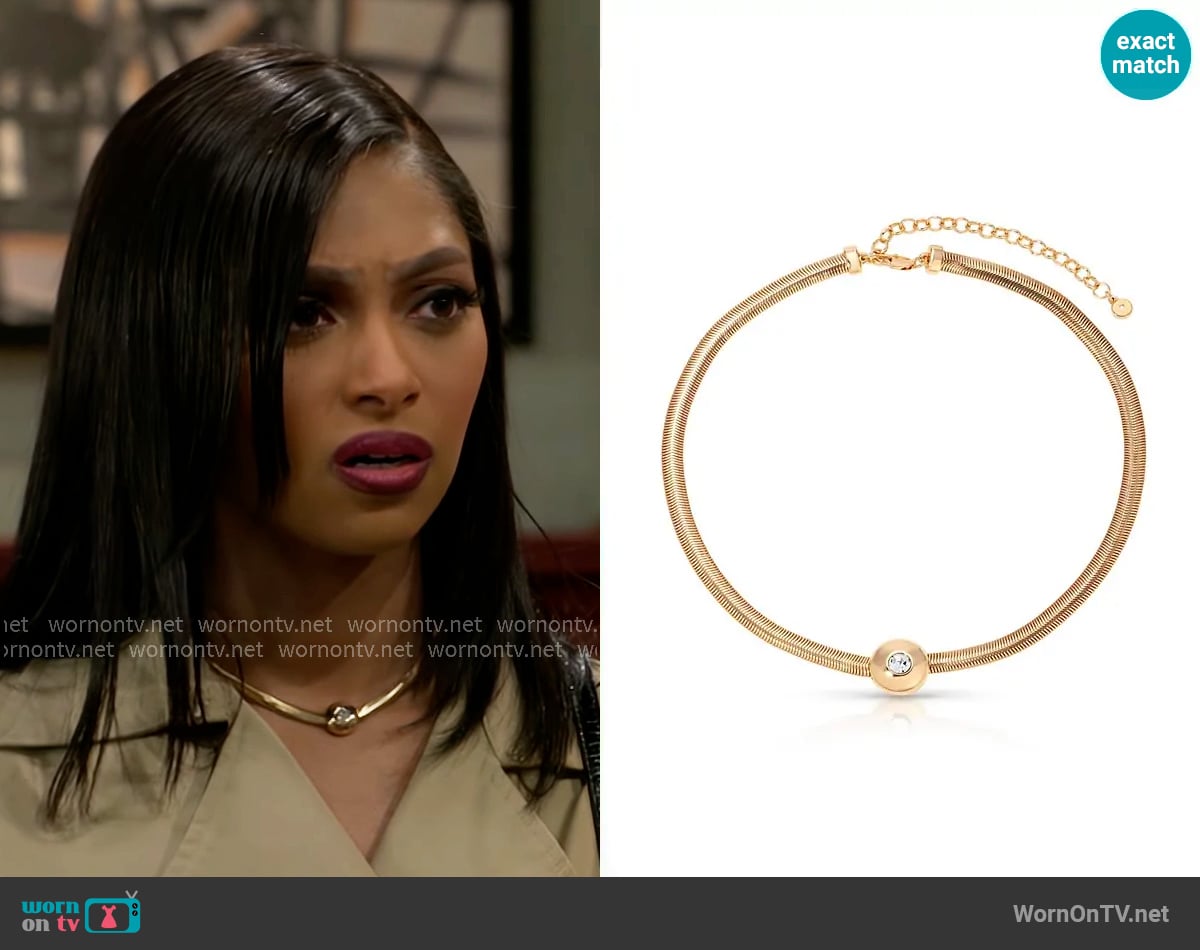 Ettika Emerald City 18K Gold Plate Necklace worn by Kat Richardson (Colby Muhammad) on Beyond the Gates