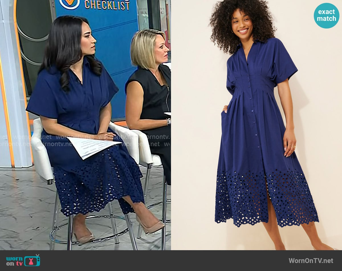 Exquise Tobie Eyelet Shirt Dress worn by Emilie Ikeda on Today