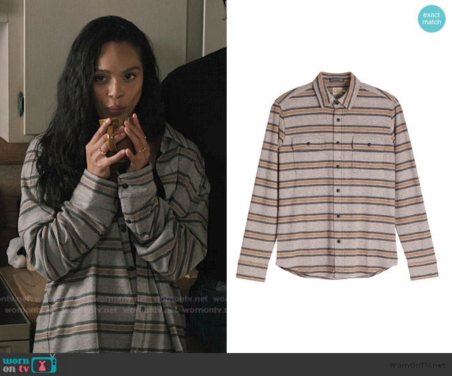Faherty Sweater Shirt - Rock Coast Stripe worn by Andrea Cruz (Ash Santos) on Marshals