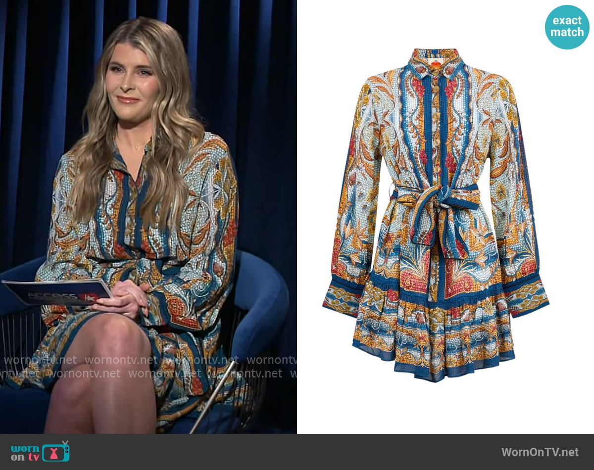 FARM Rio mosaic-print mini dress worn by Lauren Herbert on Access Hollywood