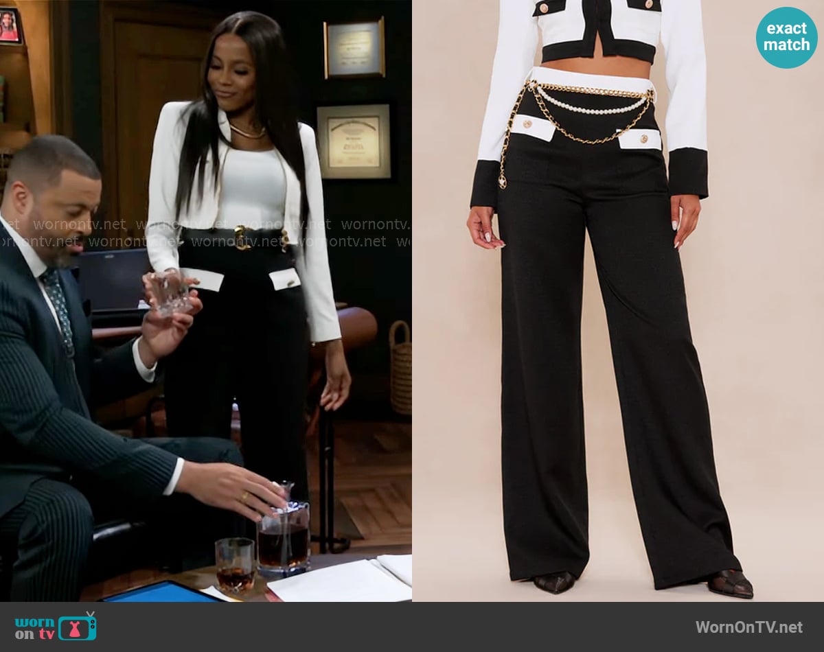 Fashion Nova Madelyn Contrast Pant worn by Hayley Lawson (Marquita Goings) on Beyond the Gates