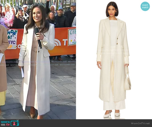 Favorite Daughter City Coat in White Boucle worn by Kaylee Hartung on Today