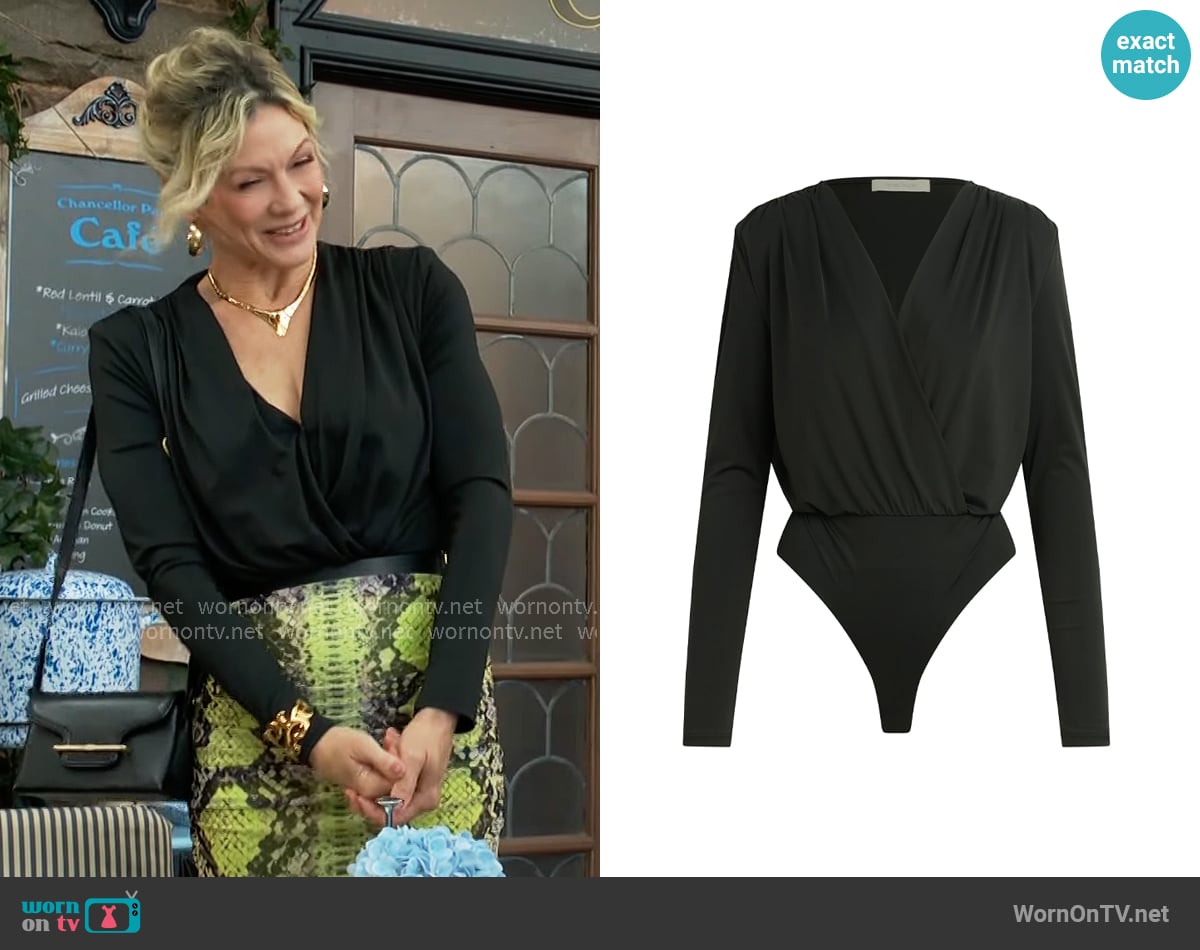 Favorite Daughter The Slinky Date Blouse in Black worn by Patty Williams (Stacy Haiduk) on The Young and the Restless