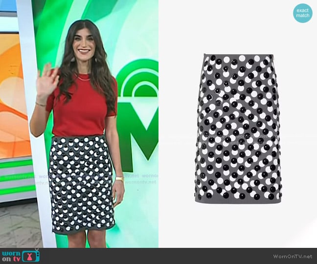 Fendi Polka-dot Viscose Skirt in Black and White worn by Hayley Sacks on Today