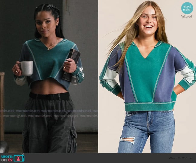 Fitz + Eddi Washed Color Block Pullover worn by Andrea Cruz (Ash Santos) on Marshals