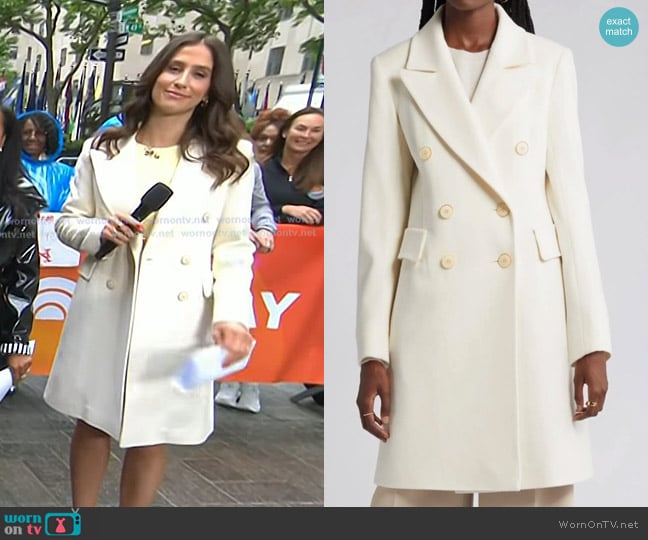 Fleurette Ari Double Breasted Wool Coat worn by Angie Lassman on Today