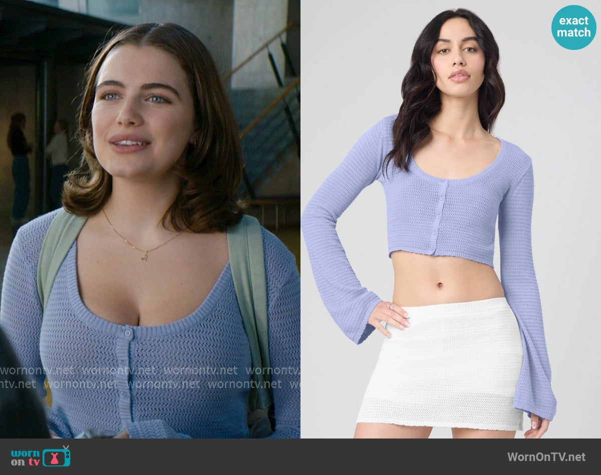 Florence by Mills Crochet Cardi worn by Hannah Wells (Ella Bright) on Off Campus