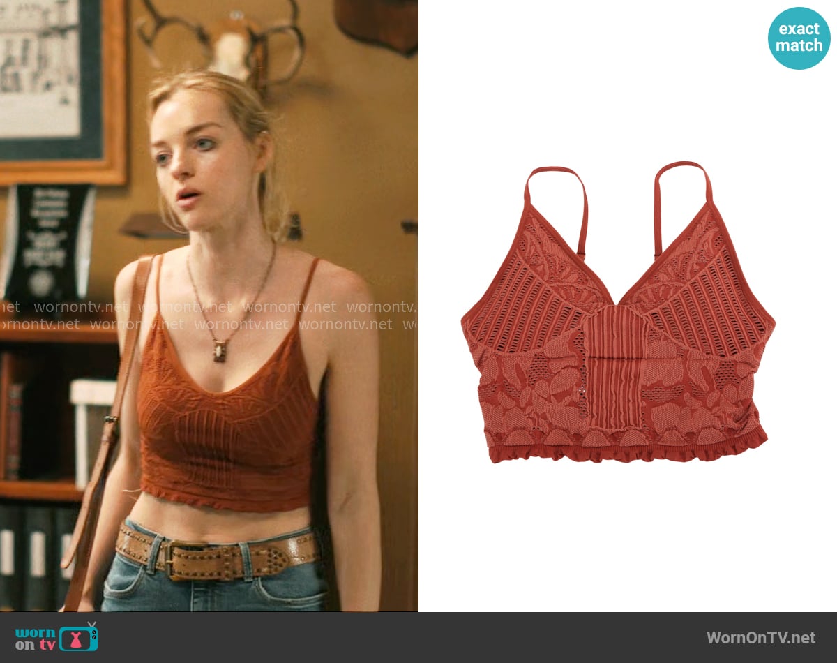 Fornia Jacquard Bralette in Baked Clay worn by Whitney Ayers (Olivia Rose Keegan) on Dutton Ranch