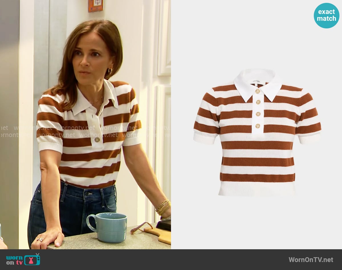 Frame The Bold Stripe Polo Sweater worn by Taylor Hayes (Rebecca Budig) on The Bold and the Beautiful