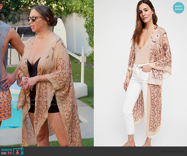 Free People Magic Dance Border Print Kimono worn by Janet Caperna on The Valley