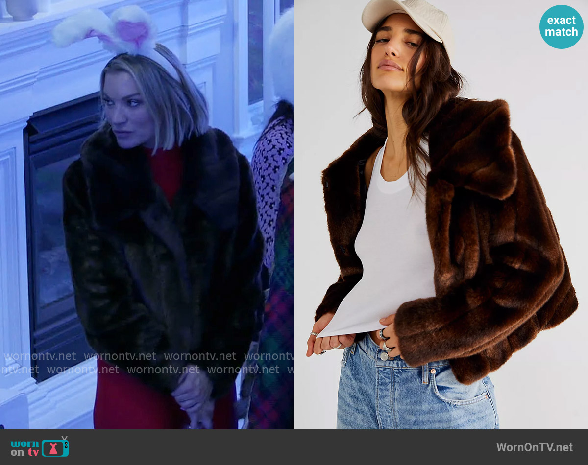 Free People Oleander Faux Fur Jacket worn by Lindsay Hubbard on Summer House