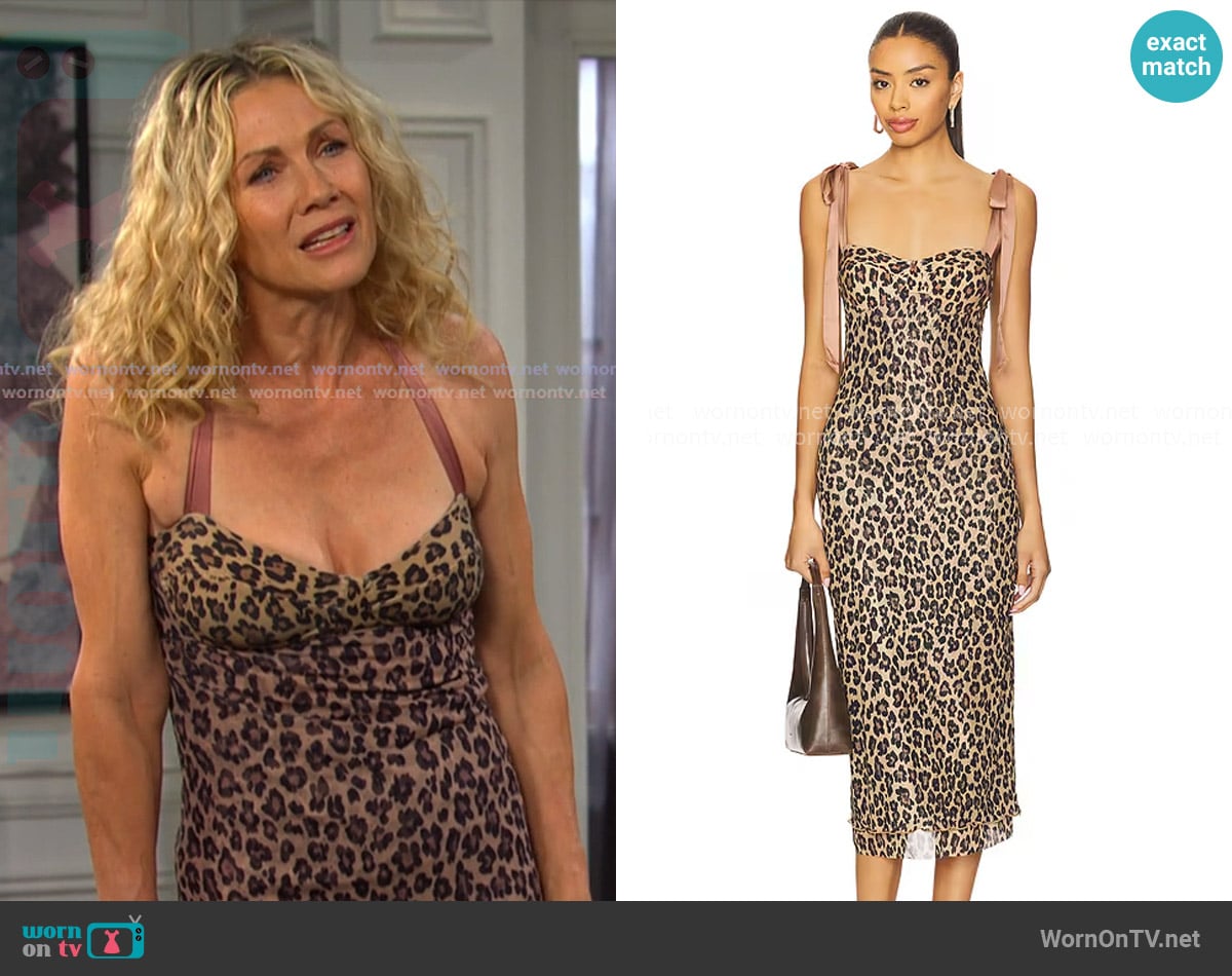 Free People Printed Got Glam Slip in Natural Cheetah Combo worn by Kristen DiMera (Stacy Haiduk) on Days of our Lives