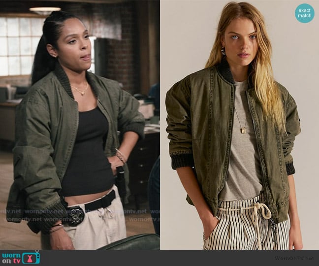 Free People We The Free Jax Washed Bomber worn by Andrea Cruz (Ash Santos) on Marshals