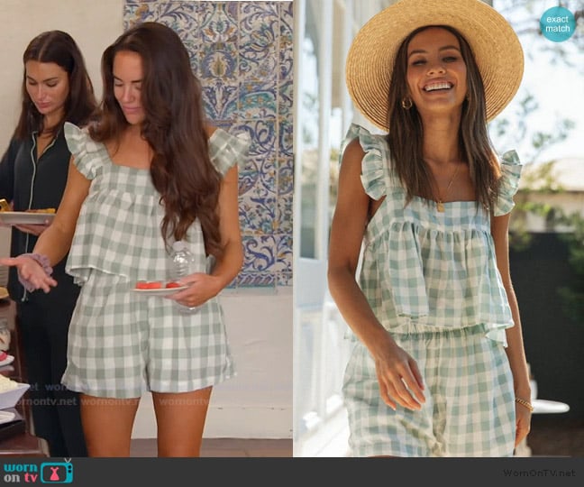 Gabi Green Plaid Tank and Shorts Set worn by Rosie DiMare on The Real Housewives of Rhode Island