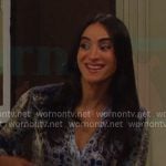 Gabi’s blue printed bell-sleeve blouse on Days of our Lives