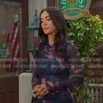 Gabi’s navy floral mesh dress on Days of our Lives