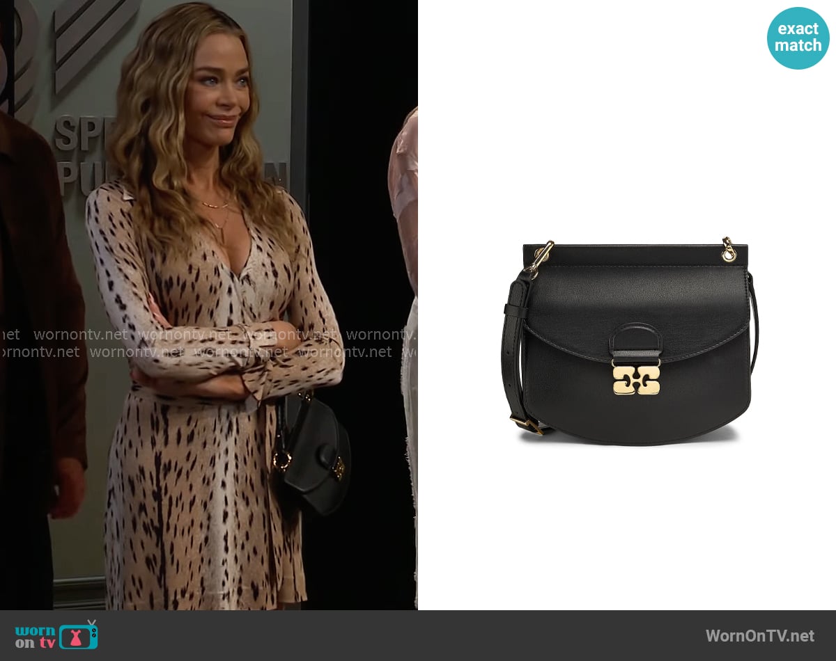 Ganni Apo-G Small Leather Shoulder Bag worn by Shauna Fulton (Denise Richards) on The Bold and the Beautiful