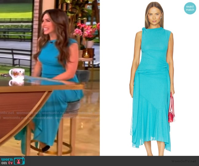 Ganni Marl Mesh Draped Knot Detailing Long Dress worn by Alyssa Farah Griffin on The View