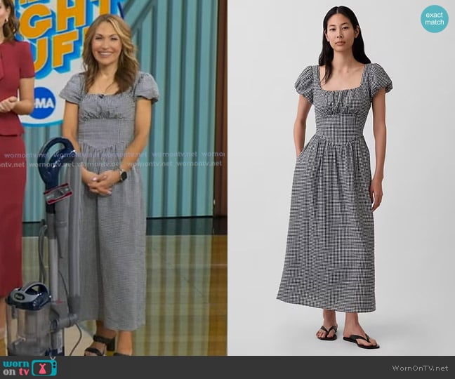 Gap Linen-Blend Drop-Waist Maxi Dress in Black Gingham worn by Lori Bergamotto on Good Morning America