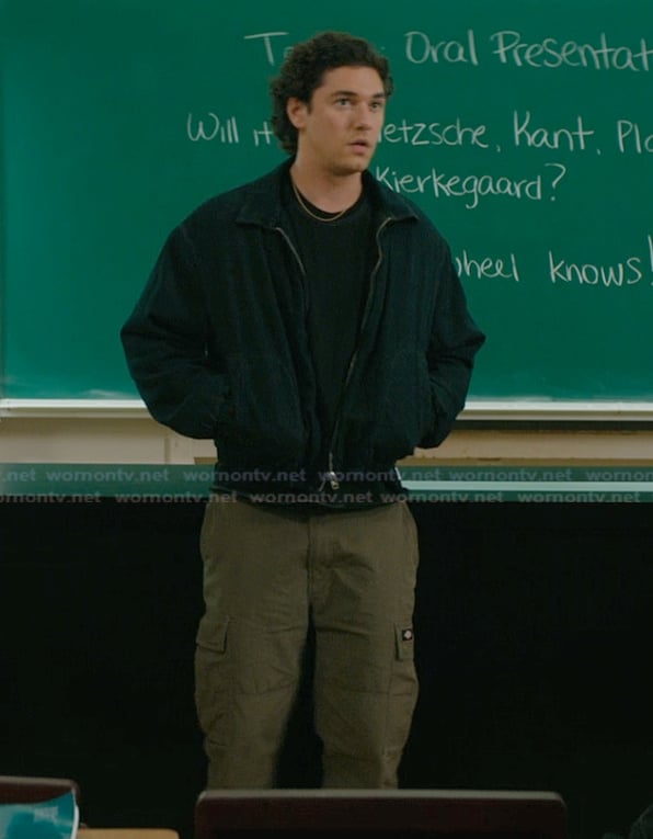 Garrett’s green cargo pants on Off Campus