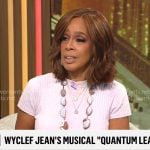 Gayle King’s lavender purple rib knit dress on CBS Mornings