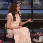 Geena Davis's crochet knit maxi dress on Live with Kelly and Mark