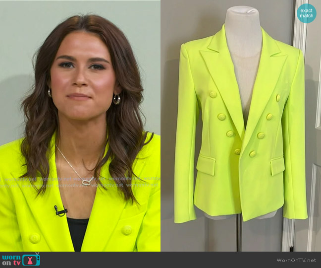 Generation Love Delilah Crepe Blazer in Neon Yellow worn by Sophie Flay on Good Morning America