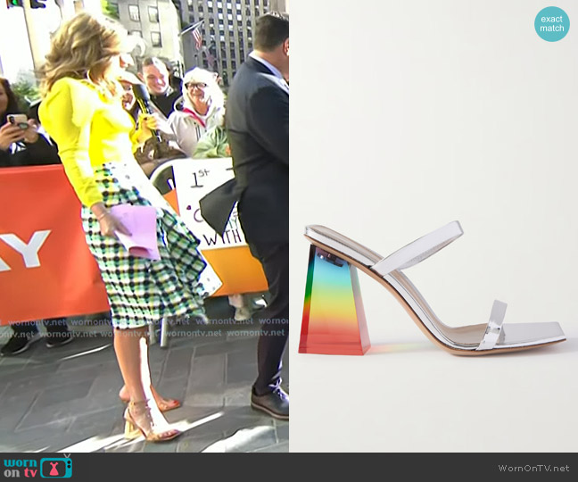 Gianvito Rossi 85 Metallic Leather Sandals worn by Savannah Guthrie on Today