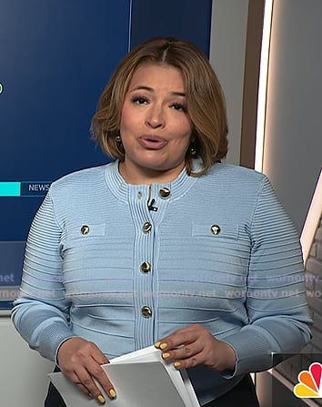 Gilma’s light blue bandage cardigan on NBC News Daily