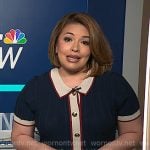 Gilma's navy contrast trim dress on NBC News Daily