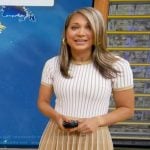 Ginger’s beige striped dress on Good Morning America