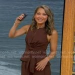 Ginger's brown tie front top and pants on Good Morning America